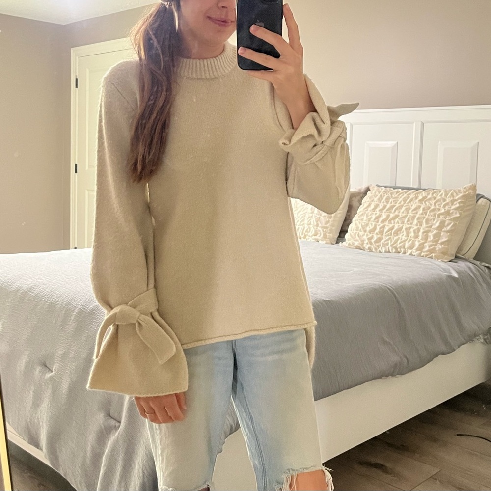 JOA Tie Bell Sleeve Sweater- Size Small